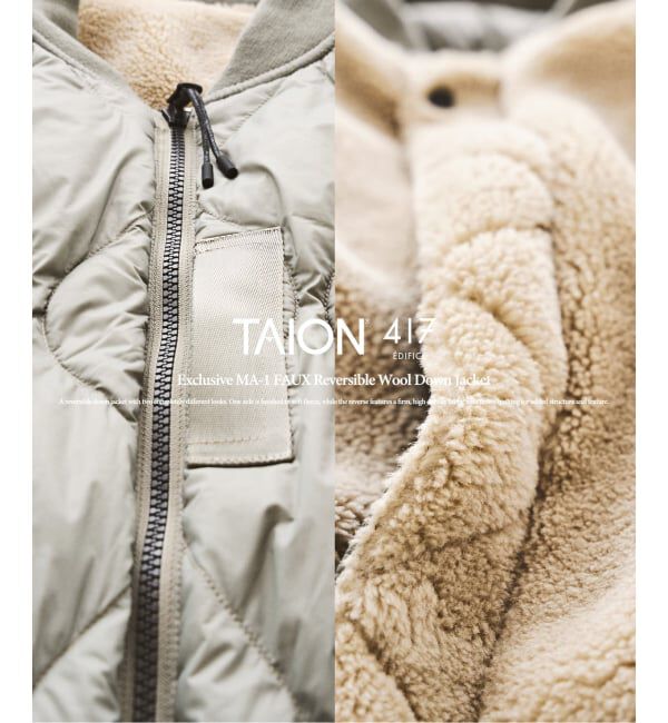 417 EDIFICE「TAION / タイオン &times; 417 MA-1 FAUX リバーシブルウールダウン」|ダウン|
