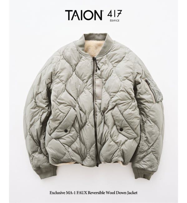 417 EDIFICE「TAION / タイオン &times; 417 MA-1 FAUX リバーシブルウールダウン」|ダウン|ベージュ