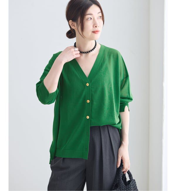 journal standard L'essage「《手洗い可》ATACAMAシアーカーディガン」|カーディガン|グリーン