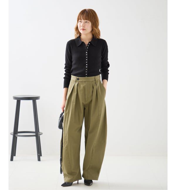 journal standard L'essage「《予約》フロントボタン襟付きリブニット」|ニット・セーター|