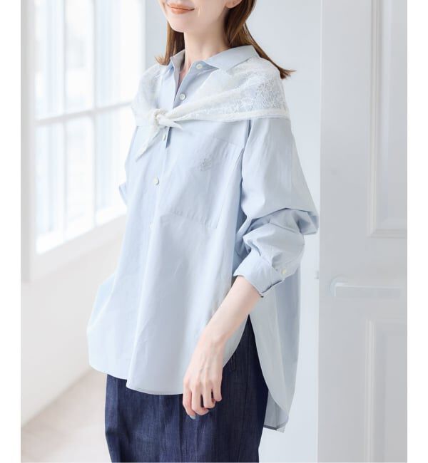 U by SPICK&SPAN「ラウンドヘムオーバーサイズシャツ」|シャツ・ブラウス|ブルー A