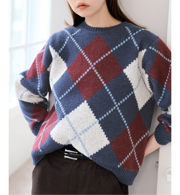 U by SPICK&SPAN「ダブルジャガードアーガイルニット」|ニット・セーター|