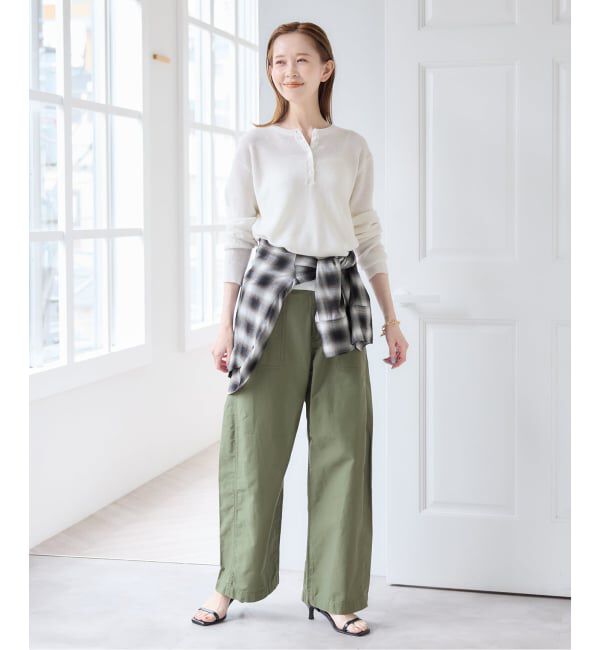 U by SPICK&SPAN「シアーワッフルヘンリーネックニット」|ニット・セーター|