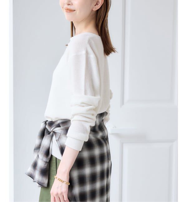 U by SPICK&SPAN「シアーワッフルヘンリーネックニット」|ニット・セーター|