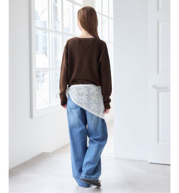 U by SPICK&SPAN「シアーワッフルヘンリーネックニット」|ニット・セーター|