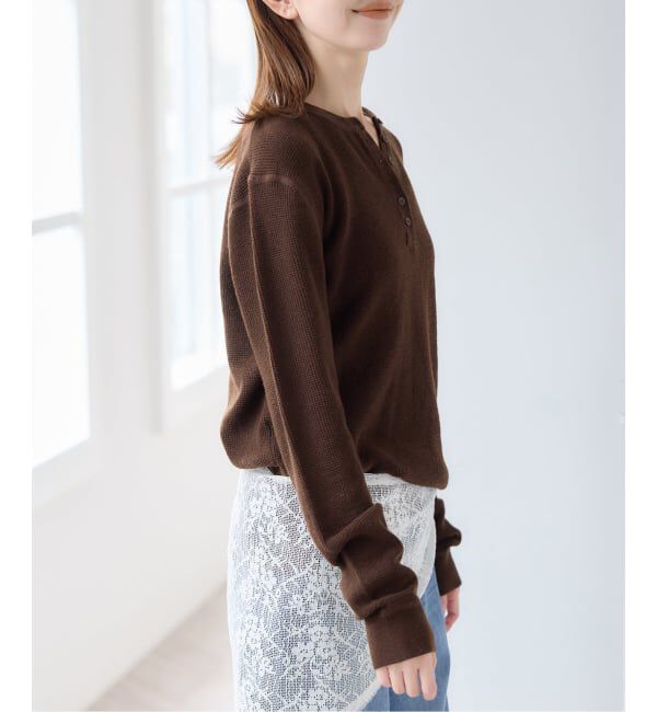 U by SPICK&SPAN「シアーワッフルヘンリーネックニット」|ニット・セーター|