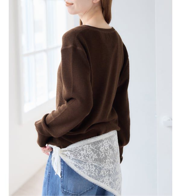 U by SPICK&SPAN「シアーワッフルヘンリーネックニット」|ニット・セーター|