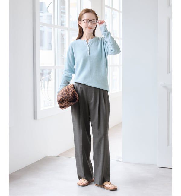 U by SPICK&SPAN「シアーワッフルヘンリーネックニット」|ニット・セーター|