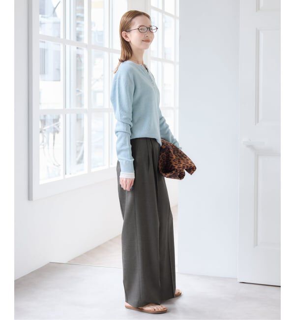 U by SPICK&SPAN「シアーワッフルヘンリーネックニット」|ニット・セーター|
