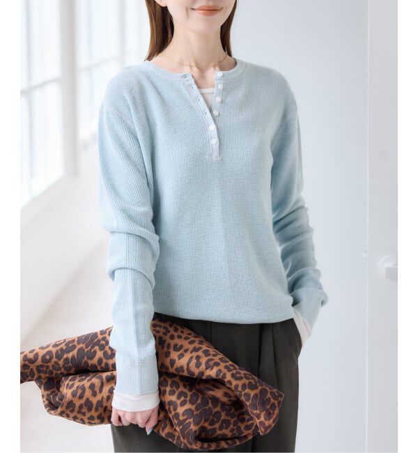 U by SPICK&SPAN「シアーワッフルヘンリーネックニット」|ニット・セーター|