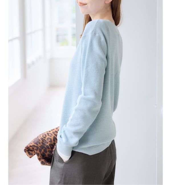 U by SPICK&SPAN「シアーワッフルヘンリーネックニット」|ニット・セーター|