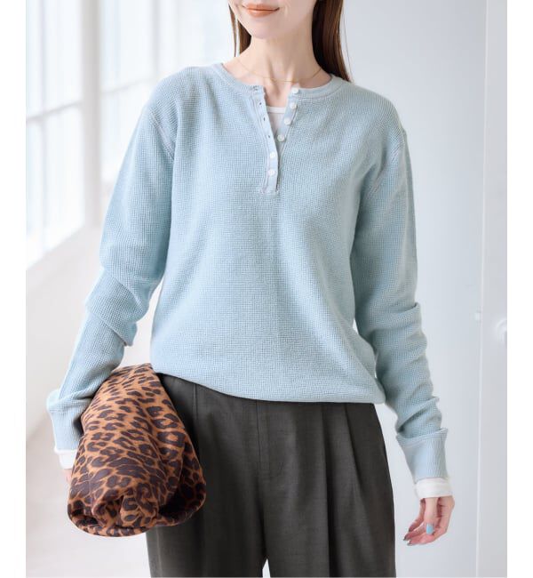 U by SPICK&SPAN「シアーワッフルヘンリーネックニット」|ニット・セーター|