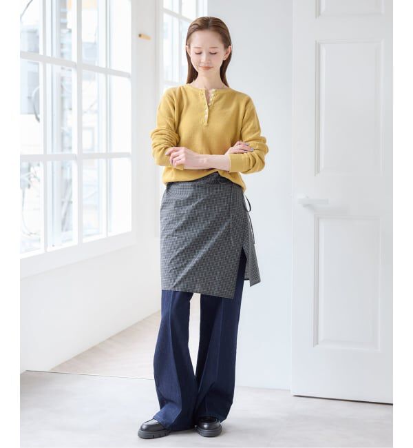 U by SPICK&SPAN「シアーワッフルヘンリーネックニット」|ニット・セーター|