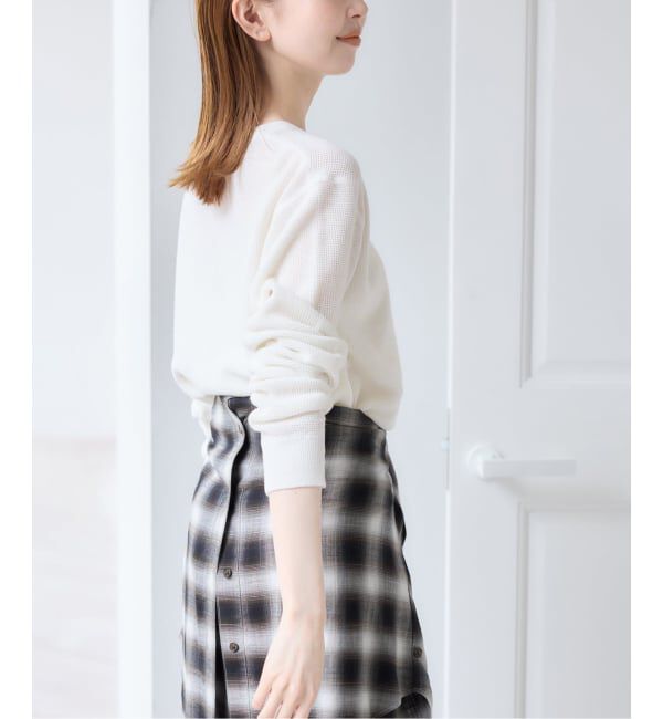 U by SPICK&SPAN「シアーワッフルヘンリーネックニット」|ニット・セーター|