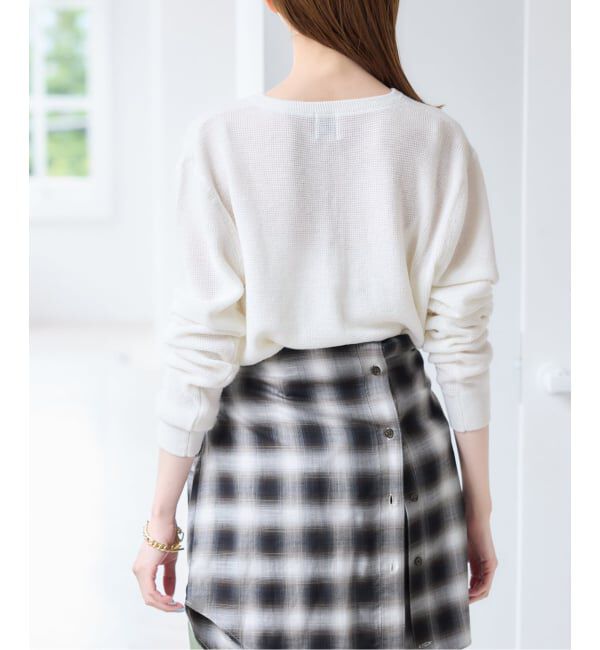 U by SPICK&SPAN「シアーワッフルヘンリーネックニット」|ニット・セーター|