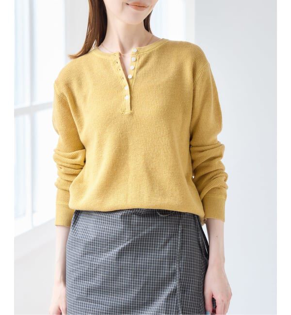 U by SPICK&SPAN「シアーワッフルヘンリーネックニット」|ニット・セーター|イエロー