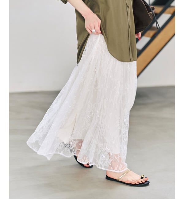 Spick and Span「《一部店舗+WEB限定》2WAYレースギャザースカート」|スカート|