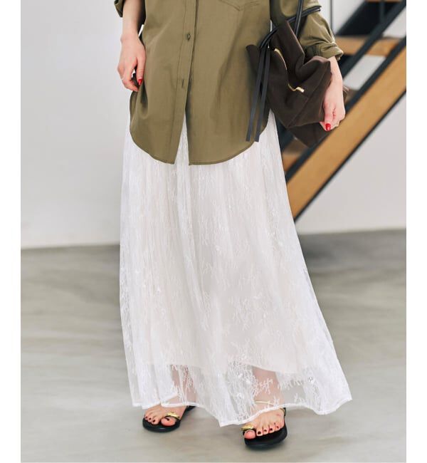 Spick and Span「《一部店舗+WEB限定》2WAYレースギャザースカート」|スカート|