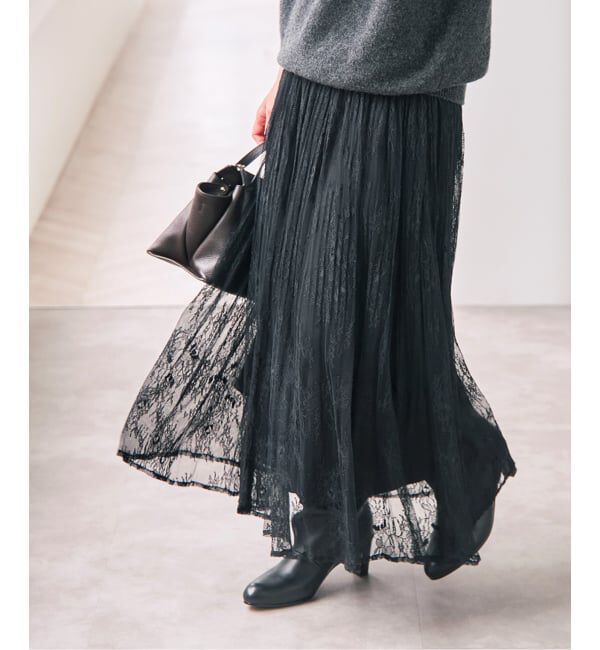 Spick and Span「《一部店舗+WEB限定》2WAYレースギャザースカート」|スカート|