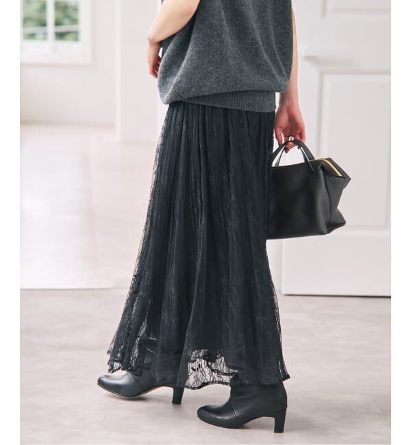 Spick and Span「《一部店舗+WEB限定》2WAYレースギャザースカート」|スカート|