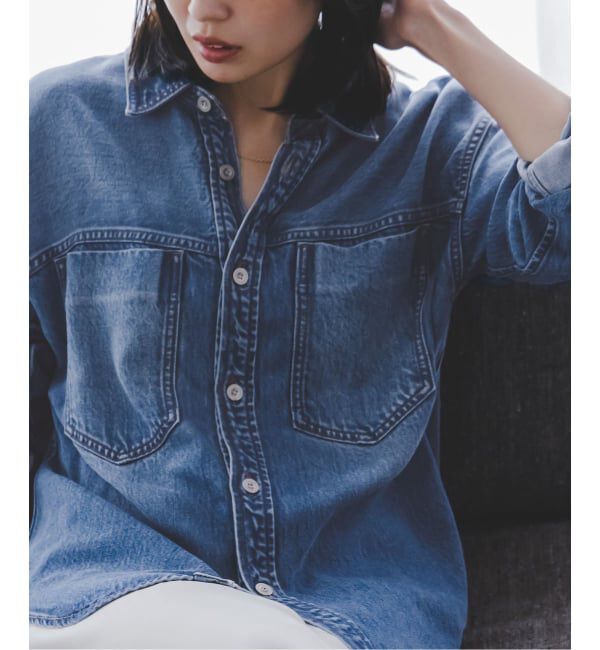 NOBLE「《WEB限定追加》スージングデニムビッグポケットシャツ」|シャツ・ブラウス|