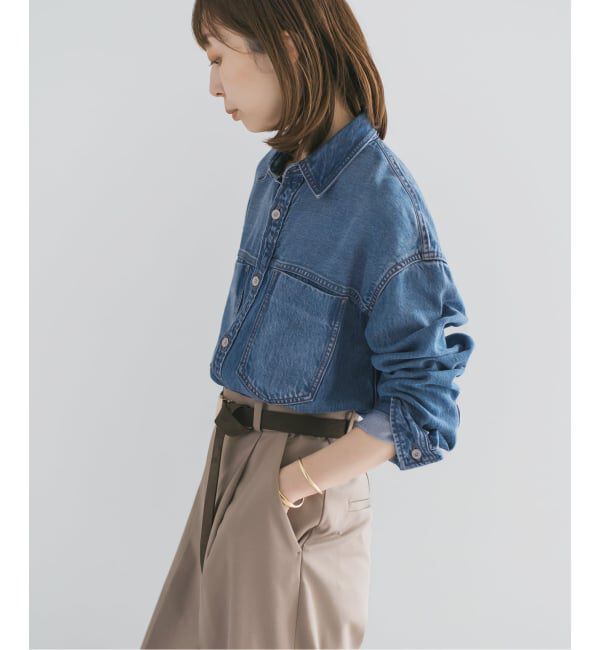 NOBLE「《WEB限定追加》スージングデニムビッグポケットシャツ」|シャツ・ブラウス|