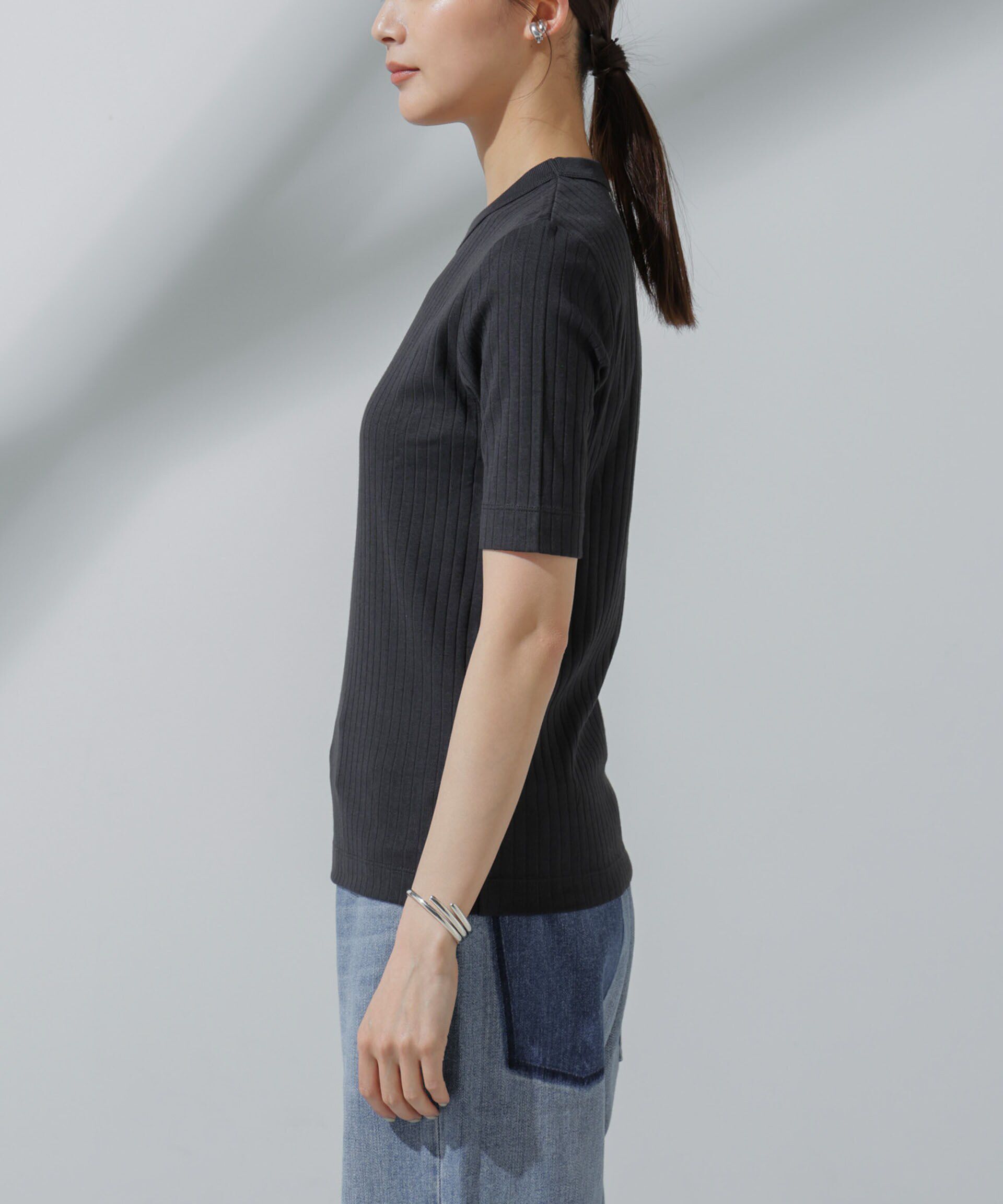 NANO universe「Anti Soaked(R) 汗染み防止 クルーネックリブTシャツ」|Tシャツ・カットソー|