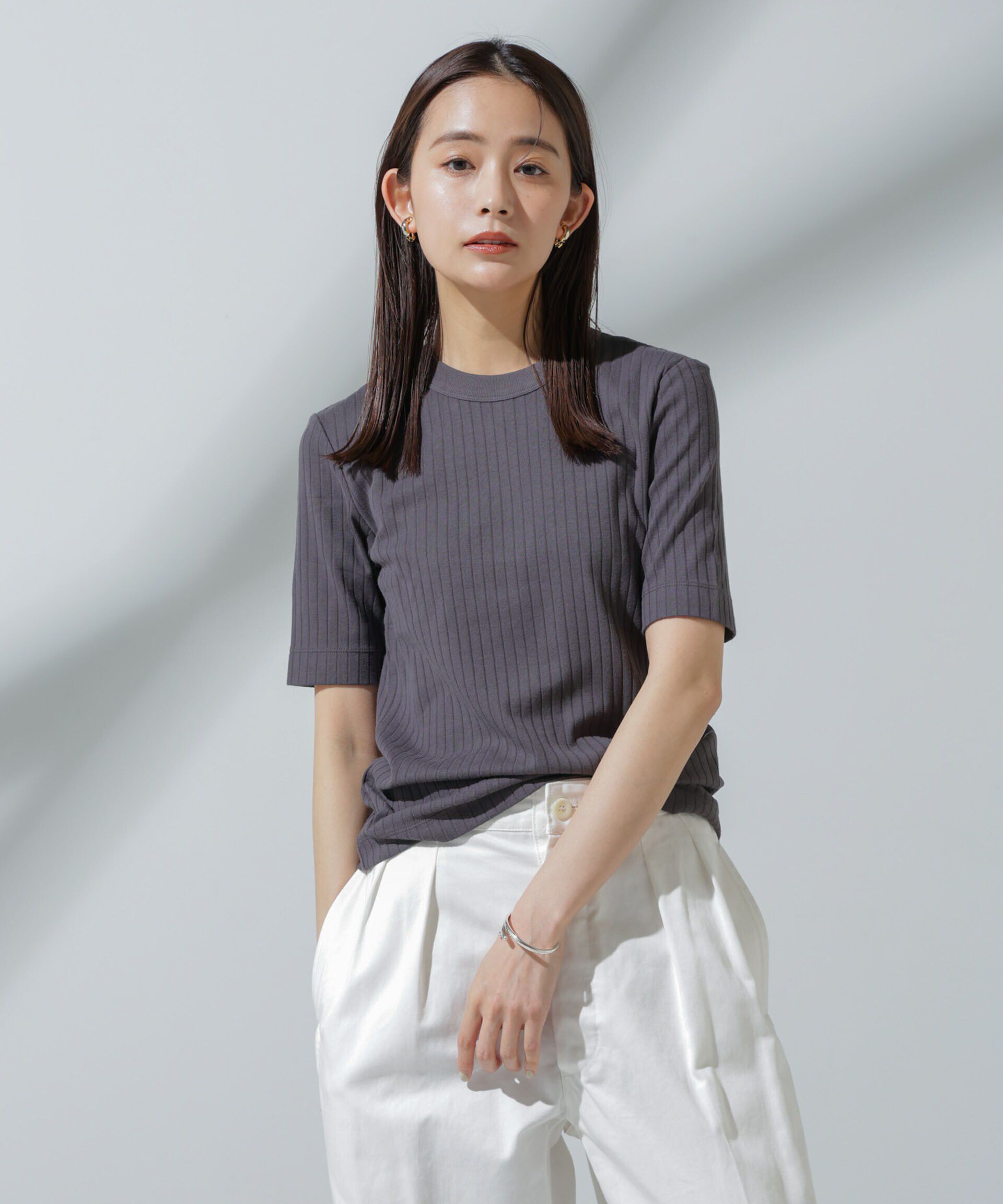 NANO universe「Anti Soaked(R) 汗染み防止 クルーネックリブTシャツ」|Tシャツ・カットソー|