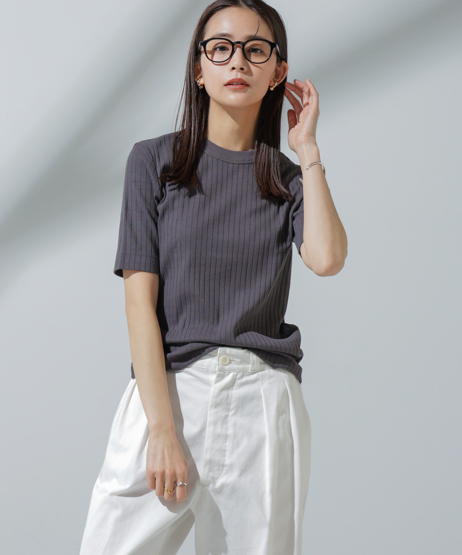 NANO universe「Anti Soaked(R) 汗染み防止 クルーネックリブTシャツ」|Tシャツ・カットソー|
