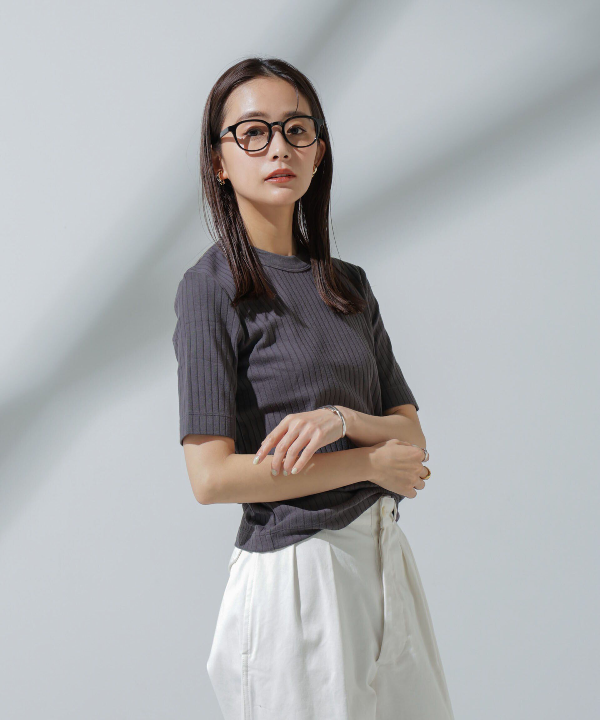 NANO universe「Anti Soaked(R) 汗染み防止 クルーネックリブTシャツ」|Tシャツ・カットソー|