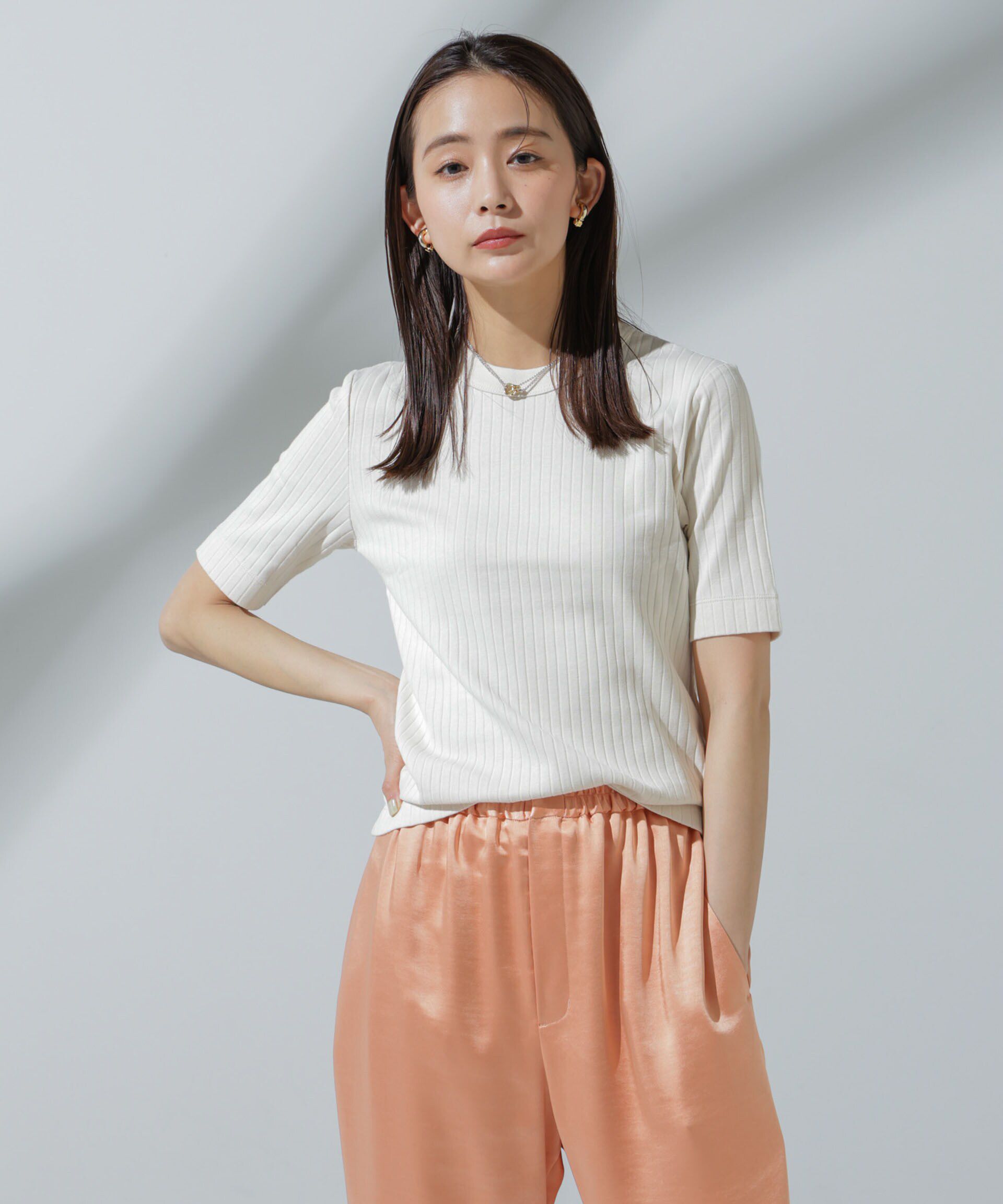 NANO universe「Anti Soaked(R) 汗染み防止 クルーネックリブTシャツ」|Tシャツ・カットソー|