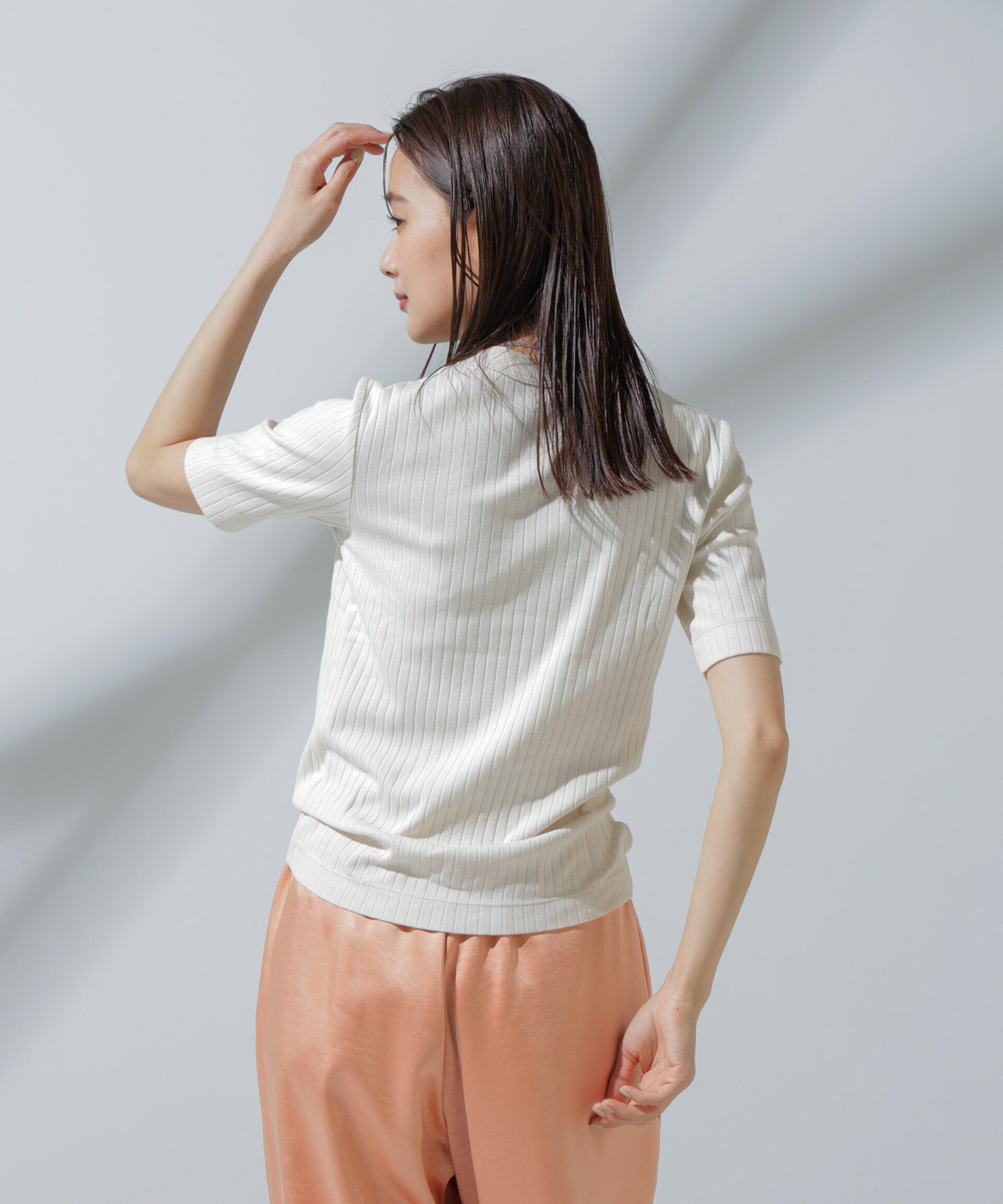 NANO universe「Anti Soaked(R) 汗染み防止 クルーネックリブTシャツ」|Tシャツ・カットソー|