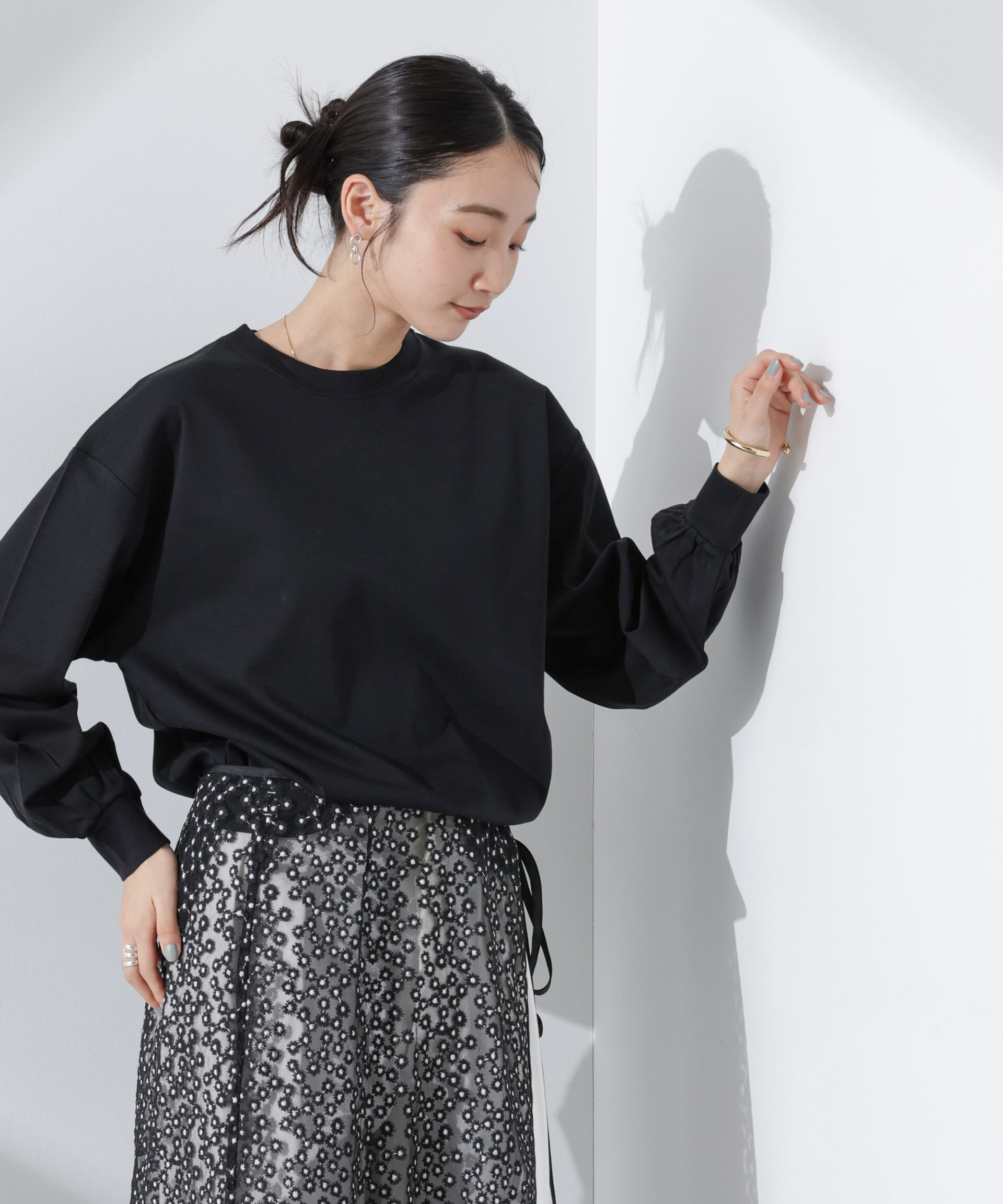 NANO universe「Anti SmellスムースシルケットロングスリーブTシャツ」|Tシャツ・カットソー|