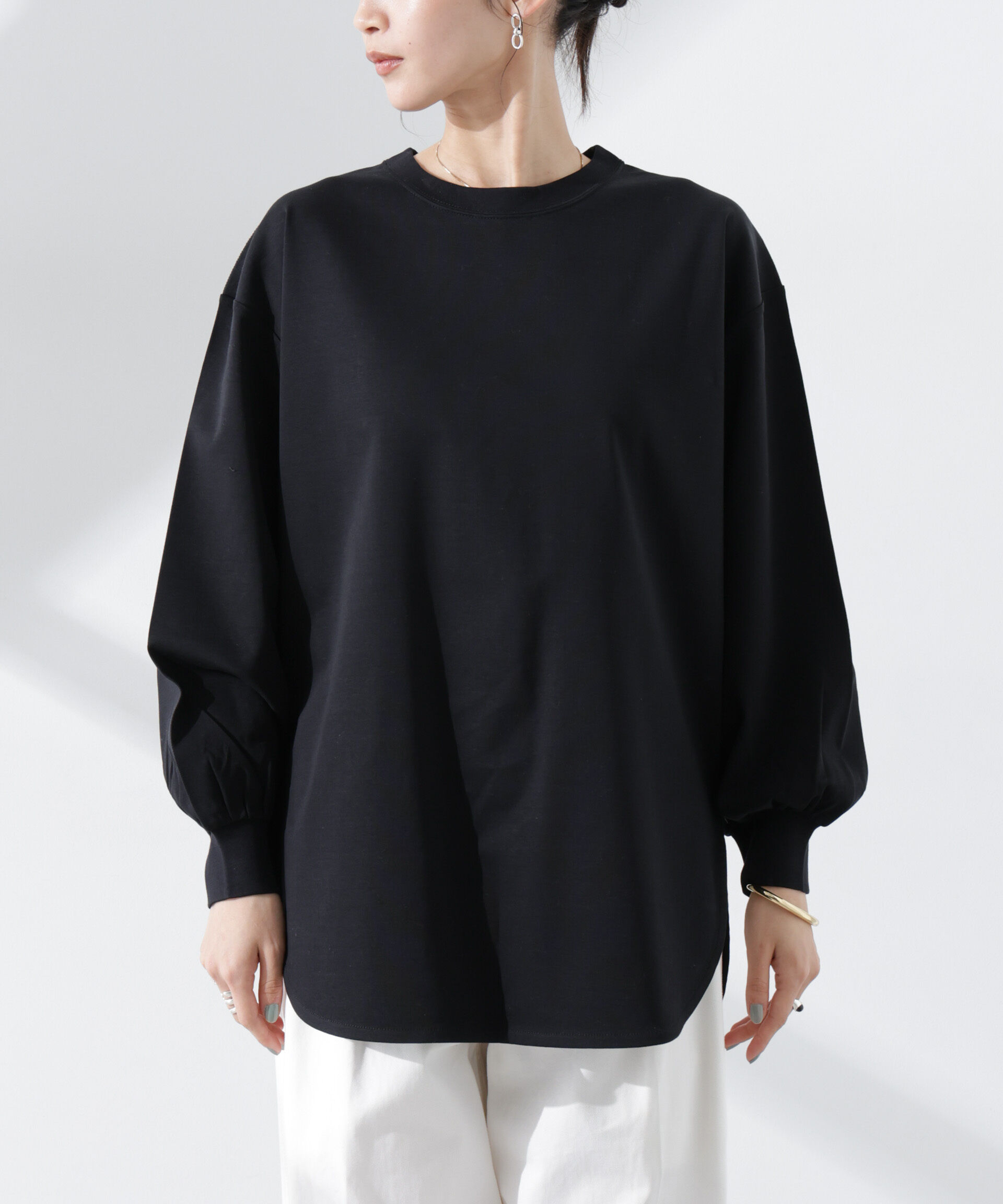 NANO universe「Anti SmellスムースシルケットロングスリーブTシャツ」|Tシャツ・カットソー|