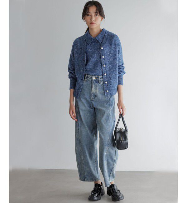 組曲「【加藤ローサさん着用 / 襟取り外し可】スパンコールヤーン 5分袖ニット」|ニット・セーター|