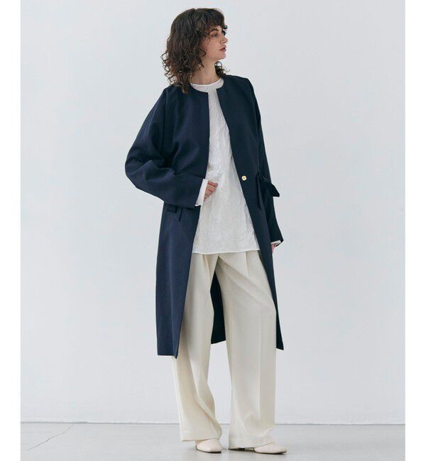 BEIGE,「【ロングセラー・新色追加】PORDIC / ドロスト付きロングスプリングコート」|ノーカラーコート|