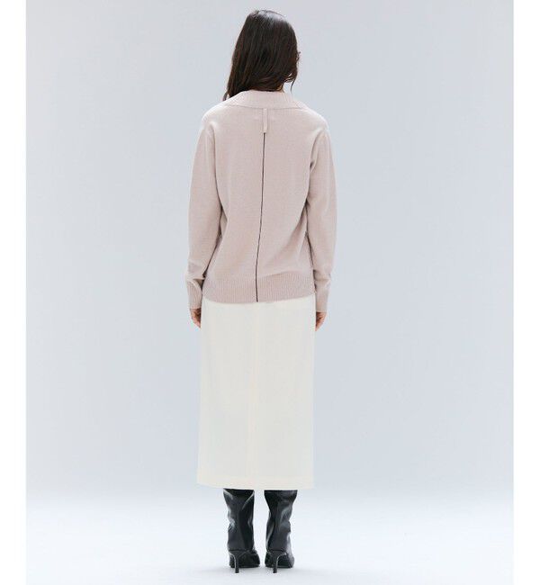 BEIGE,「【洗える】POMPE / ウールカシミヤ配色ラインVネックニット」|ニット・セーター|