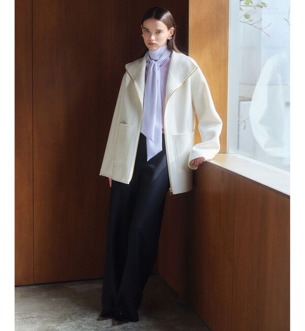 BEIGE,「【洗える】POMPE / ウールカシミヤ配色ラインVネックニット」|ニット・セーター|