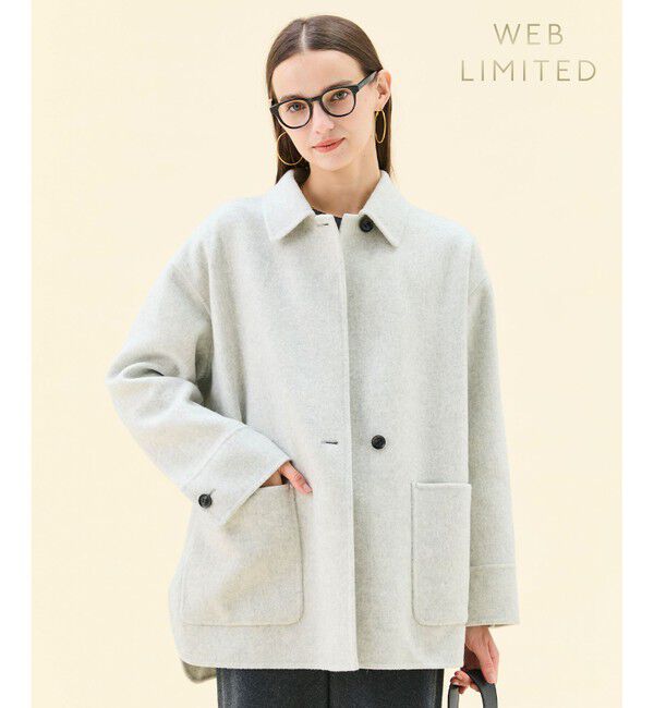 BEIGE,「【WEB限定】PAYSON / ウールリバーオーバーサイズステンカラーコート」|ステンカラーコート|L.Gray