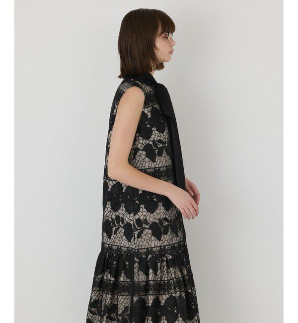 GRACE CONTINENTAL「フラワーボーダー刺繍ワンピース」|ドレス|
