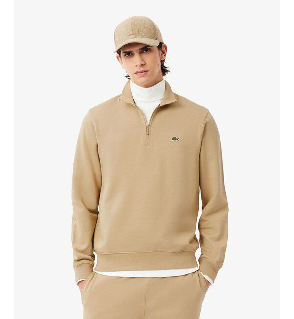 LACOSTE「ハイネックハーフジップスウェット」|スウェット・ジャージ|ベージュ