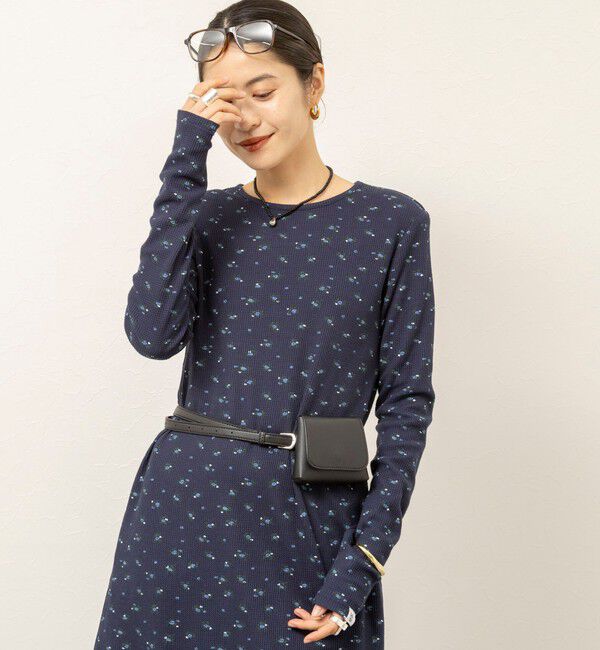 MAQWEL「【MAQWEL/マクウェル】Flower Waffleショルダーパッドワンピース」|ワンピース|