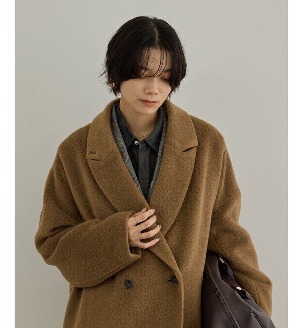 SALON adam et rope'「MTR アルパカシャギーロングコート / 軽量」|チェスターコート|キャメル(25)