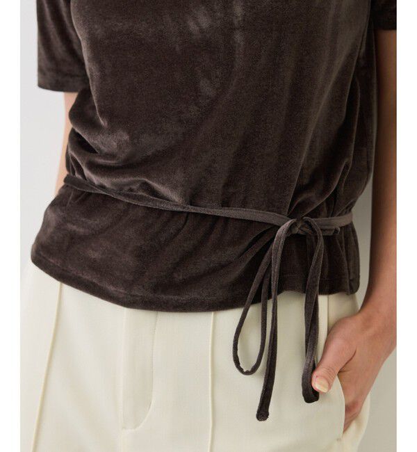 ROPE「【J'aDoRe・一部店舗限定サイズ】紐チョーカー付きシアーベロアTシャツ/イージーケア」|Tシャツ・カットソー|