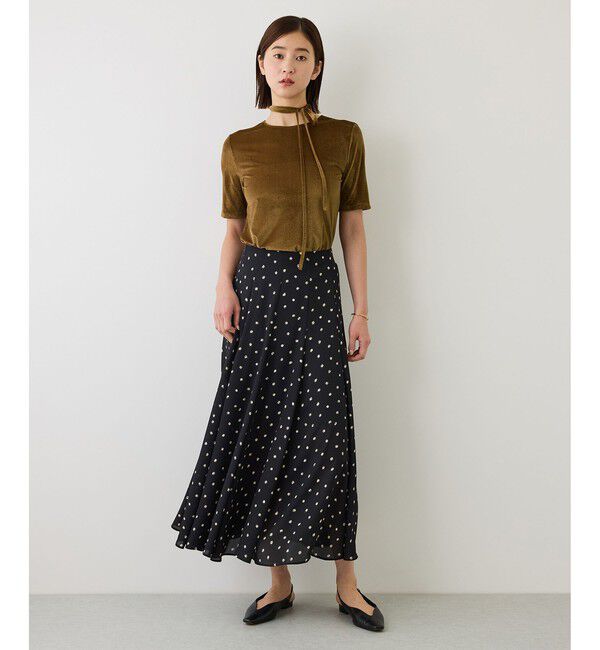 ROPE「【J'aDoRe・一部店舗限定サイズ】紐チョーカー付きシアーベロアTシャツ/イージーケア」|Tシャツ・カットソー|
