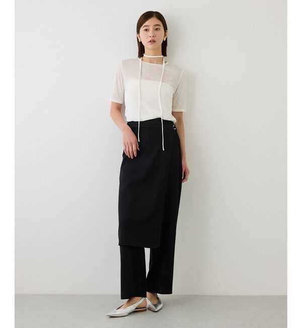 ROPE「【J'aDoRe・一部店舗限定サイズ】紐チョーカー付きシアーベロアTシャツ/イージーケア」|Tシャツ・カットソー|