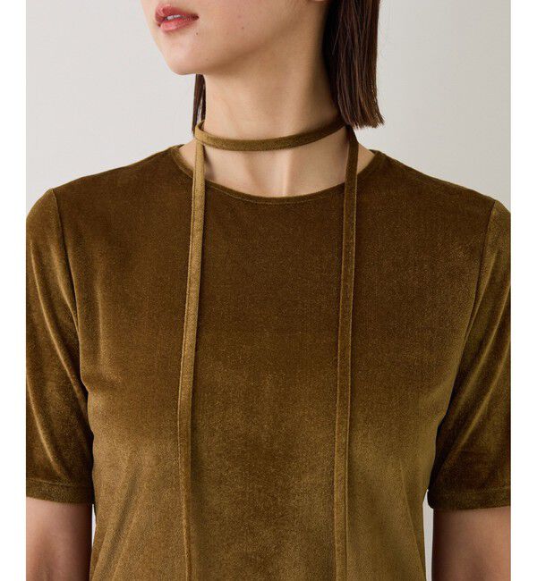 ROPE「【J'aDoRe・一部店舗限定サイズ】紐チョーカー付きシアーベロアTシャツ/イージーケア」|Tシャツ・カットソー|