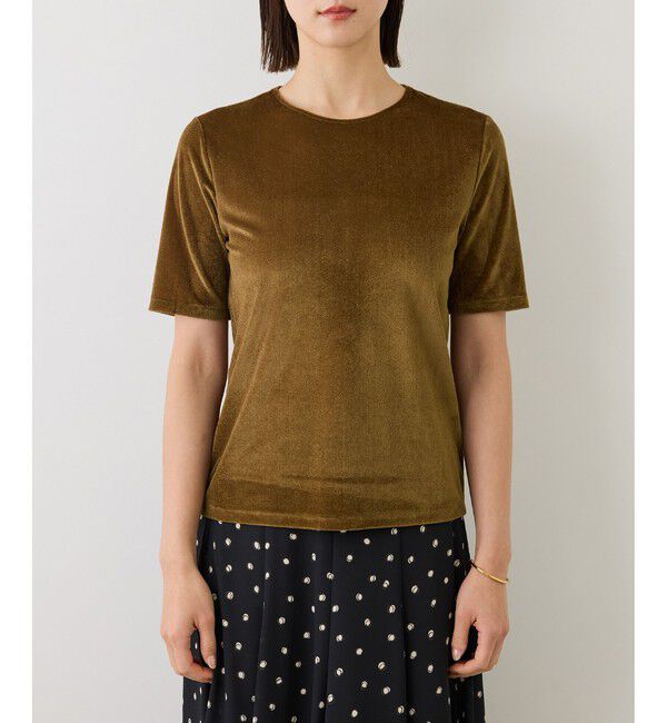 ROPE「【J'aDoRe・一部店舗限定サイズ】紐チョーカー付きシアーベロアTシャツ/イージーケア」|Tシャツ・カットソー|