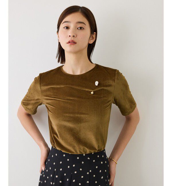 ROPE「【J'aDoRe・一部店舗限定サイズ】紐チョーカー付きシアーベロアTシャツ/イージーケア」|Tシャツ・カットソー|