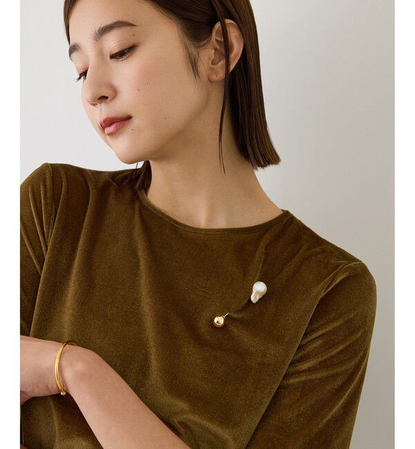 ROPE「【J'aDoRe・一部店舗限定サイズ】紐チョーカー付きシアーベロアTシャツ/イージーケア」|Tシャツ・カットソー|